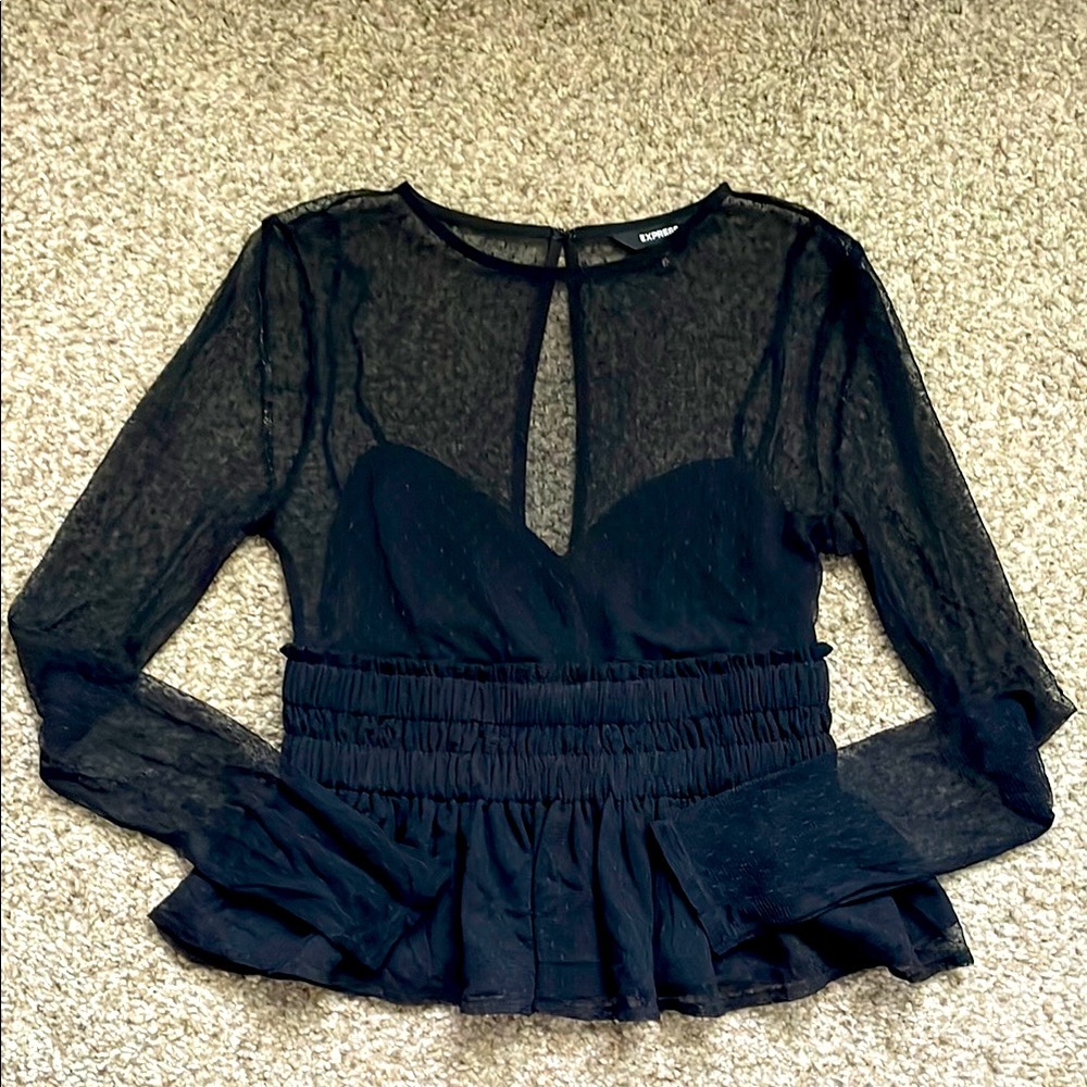 Elegant Black Sheer Top by Express